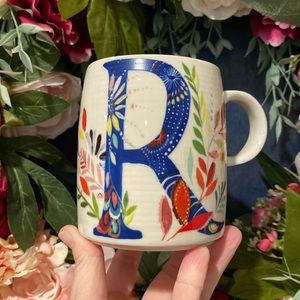 Anthropologie floral monogrammed mug letter “R” by Starla M. Halfman
